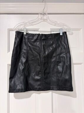 Altar'd State Black Faux Leather Mini Skirt